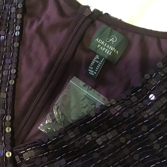 Adrianna papell beaded sequin slit gown dress - Picture 4 of 8